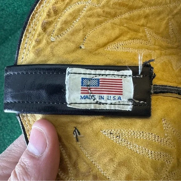 Vintage Nocona 7501 Black Deertan Leather Cowboy Western Mens Boots Size 11 D - Picture 6 of 8